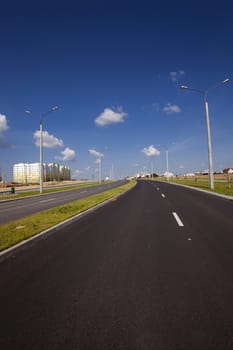   the constructed new road in the new district of the city under construction