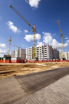   construction of the new house in the new area in the city. Belarus