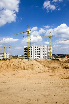   construction of the new house in the new area in the city. Belarus