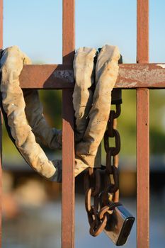 old padlock with chain