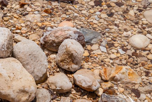 Salt formations in the Dead sea of Israel.