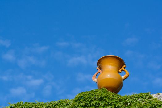 ceramic vase on balcony