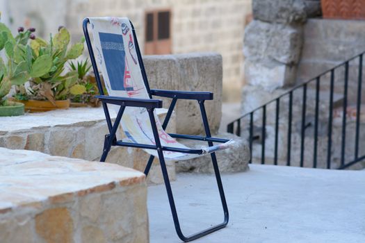 Canvas chair in the yard