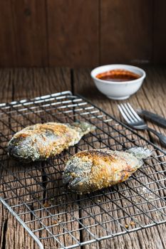 Fresh "Climbing perch" or "Climbing gourami" grilled with salt, Traditional Thai food