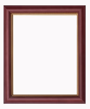 Old wooden picture frame Isolated on white background, clipping path