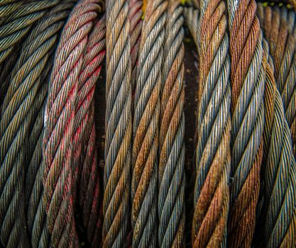 Background Texture Of Some Heavy Duty Industrial Metal Cables Or Rope