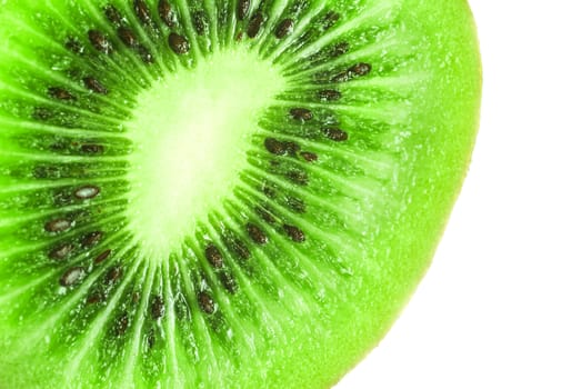 Abstract photo of a green kiwi fruit, Isolated on white background