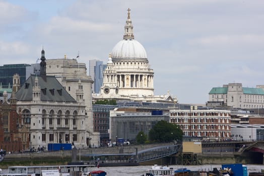 LONDON, UK - JUNE 23: Dome of Saint Paul's cathedral seen from the South Bank. June 23, 2015 in London.
