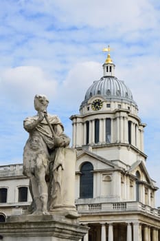Greenwich Naval College with statue