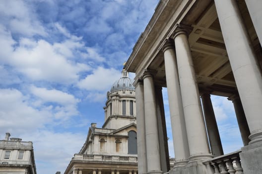 Greenwich Naval College with pillars in Foreground