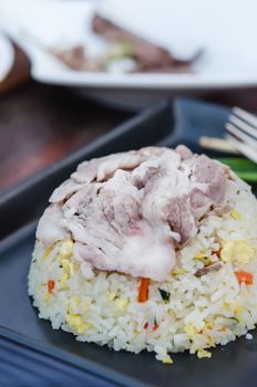 asian fried rice with vegetable and meat