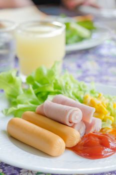 fresh food for morning , big breakfast on dish