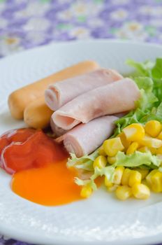 fresh food for morning , big breakfast on dish