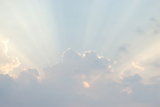 beautiful sunbeam on blue sky