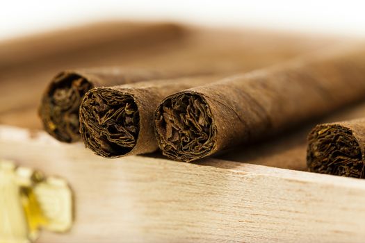  the small cigarillos photographed by a close up