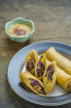 Fried Chinese Traditional Spring rolls food, asian cuisine