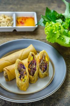 Fried Chinese Traditional Spring rolls food, asian cuisine
