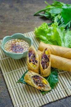 Fried Chinese Traditional Spring rolls food, asian cuisine