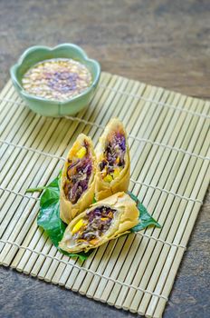 Fried Chinese Traditional Spring rolls food, asian cuisine