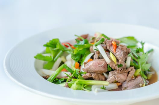 Spicy salad of roasted beef , Thai style cuisine