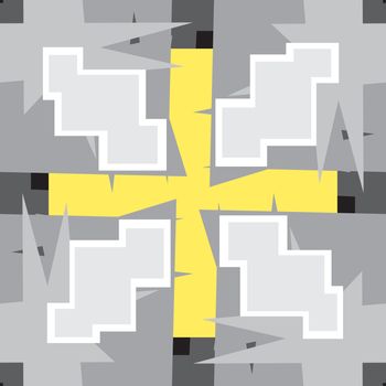 Seamless gray pattern of 8-Bit shapes and plus symbol