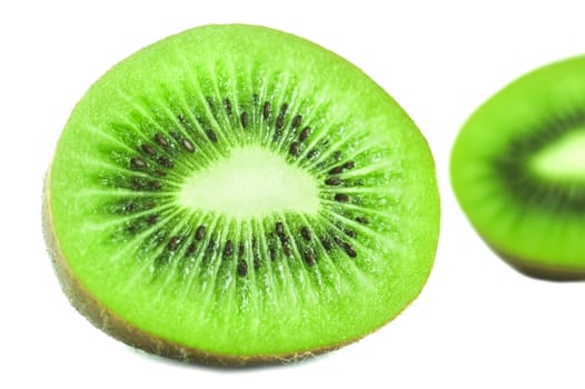 Abstract photo of a green kiwi fruit, Isolated on white background
