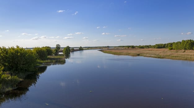   the small lake in summer time of year.