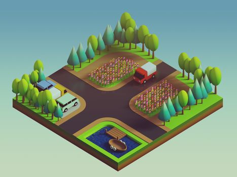 green earth concept in isometric view