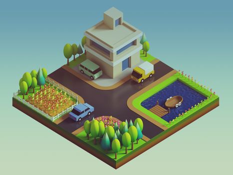 green earth concept in isometric view