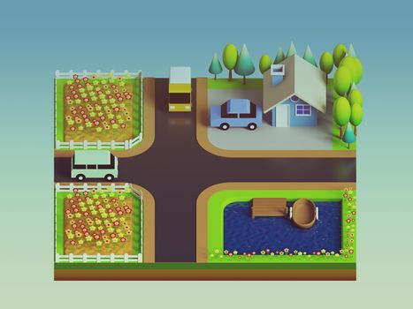 green earth concept in isometric view