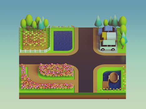 green earth concept in isometric view