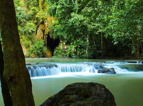 Deep forest Waterfall, Beautiful nature in Thailand