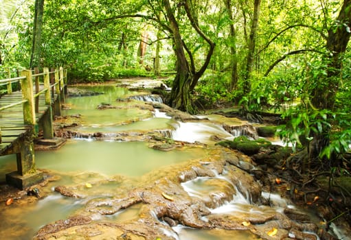 Deep forest Waterfall, Beautiful nature in Thailand