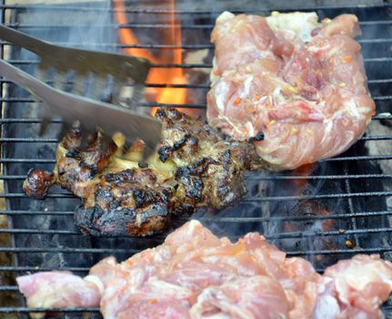 Picture of a Chicken on a grill. Food concept
