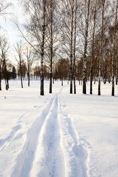   the small road covered with snow. winter season