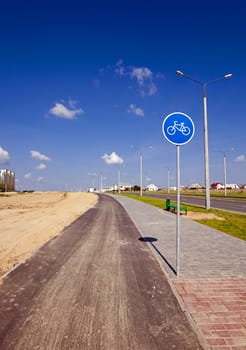   the constructed new road in the new district of the city under construction