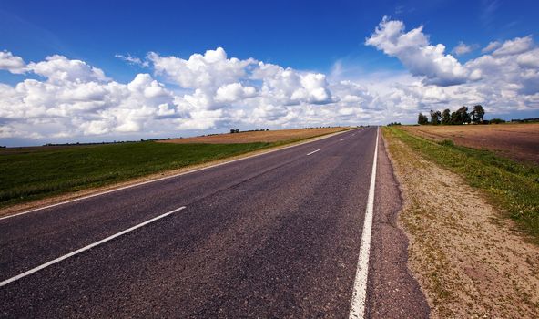   the asphalted road, in rural areas. Belarus