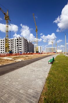   construction of the new house in the new area in the city. Belarus