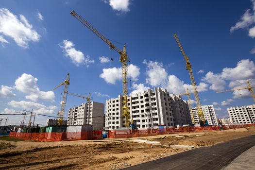   construction of the new house in the new area in the city. Belarus