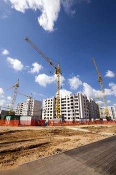   construction site on which construction of a new multystoried house is carried out.