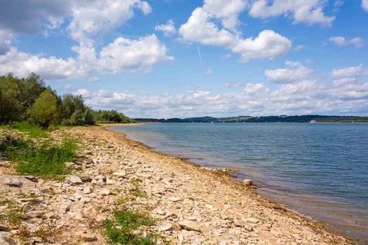 stone beach at Brombachsee, Germany, Bayern