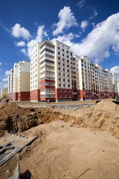  construction of the new house in the new area in the city. Belarus