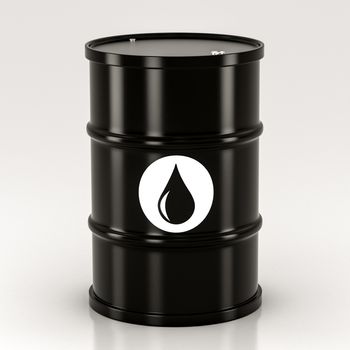 black metal barrels on a white background