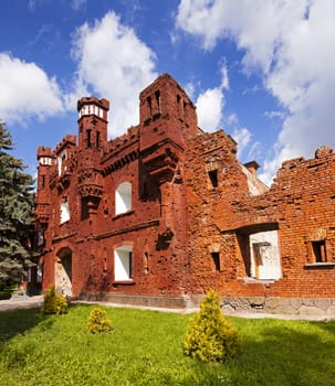   the preserved ruins of buildings of the Brest fortress. Belarus