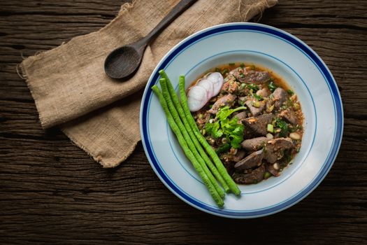 Spicy pig liver with vegetable, Thai food