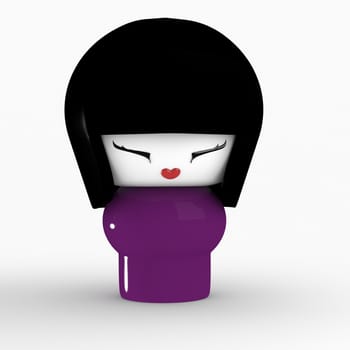 3D Japanese Kokeshi Doll Isolated On White - Female Characters 