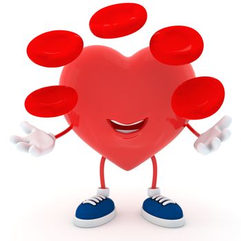 Smily heart with blood cell - 3D render