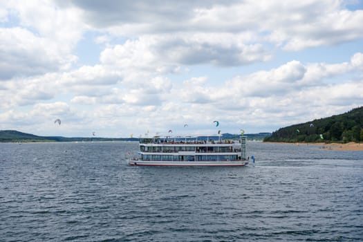 Ferry at the Brombachsee, Bavaria, Germany