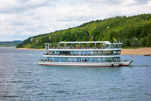 Ferry at the Brombachsee, Bavaria, Germany