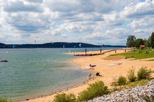 Kite surfer at the Brombachsee, Bavaria, Germany